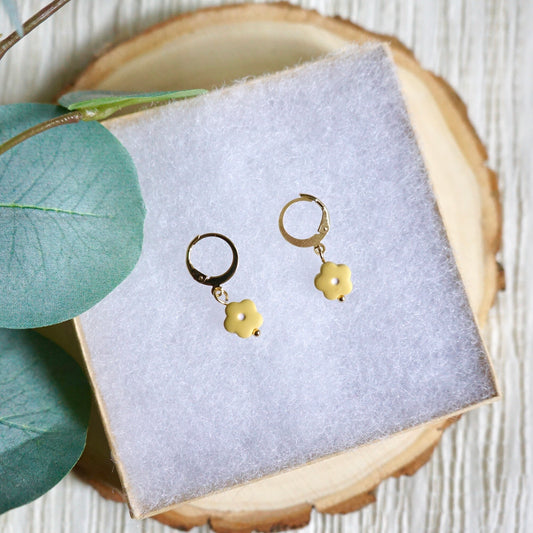 Yellow Flower Dangle Earrings