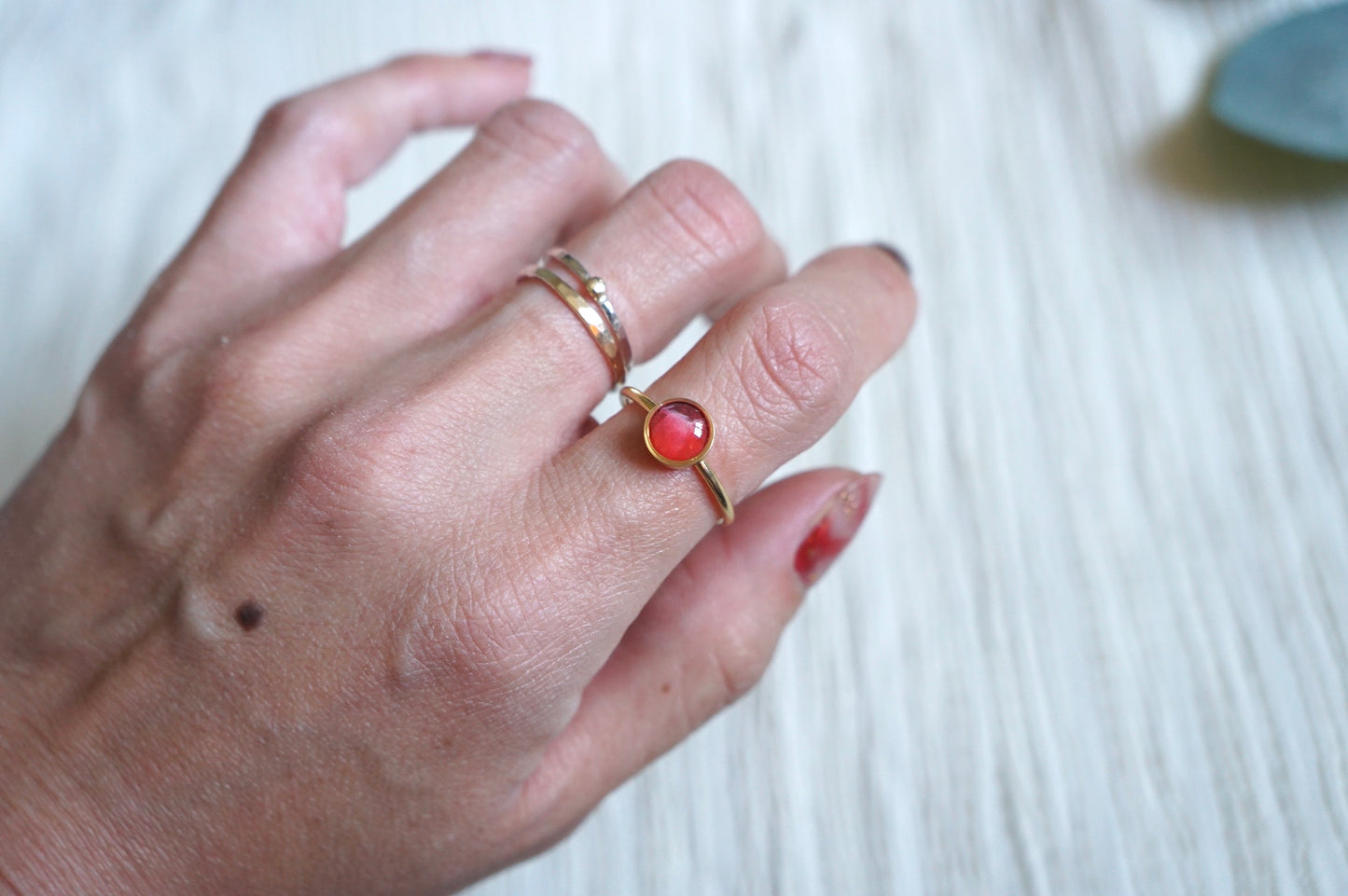Luminous Ember Adjustable Ring