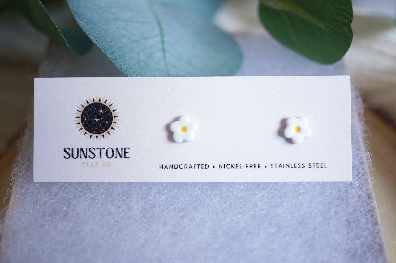 Dainty floral stud earrings handmade for everyday wear