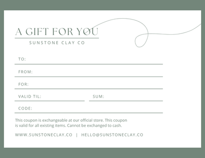 Sunstone Clay Co Gift Card