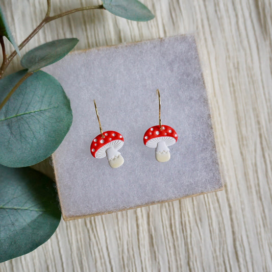 Red Mushroom Dangle Earrings