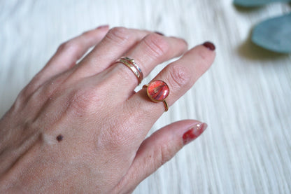 Luminous Ember Adjustable Ring