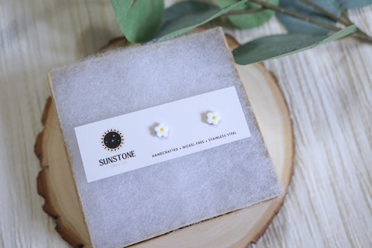 Dainty floral stud earrings handmade for everyday wear