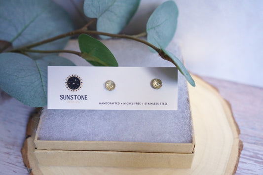Shiny Shimmery Gold Circle Stud Earrings | Everyday Minis