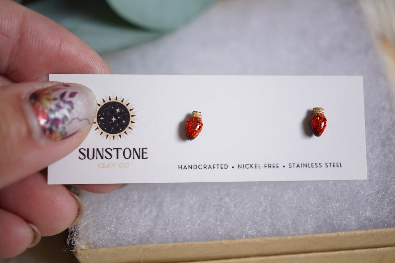 Christmas Light Bulb Stud Earrings | Collector Minis
