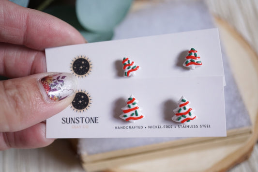 Little Debbie Christmas Cake stud earrings in two sizes