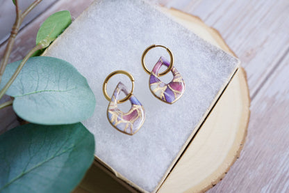 Handmade floral-inspired earrings with gold veining