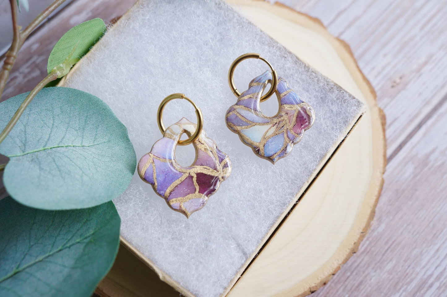 Scalloped Square Hoop Dangles | Orchid Veil Collection