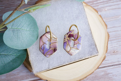 Artisan polymer clay earrings in soft pastel tones